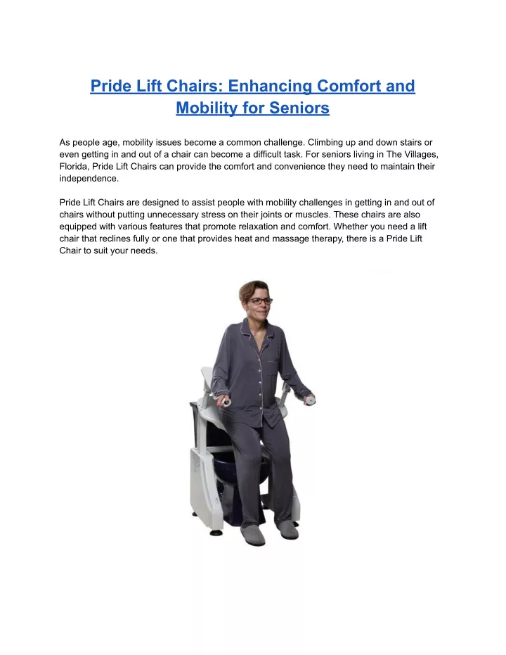 pride lift chairs enhancing comfort and mobility