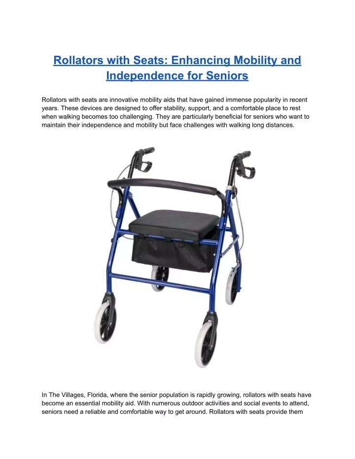 rollators with seats enhancing mobility