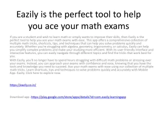 eazily is the perfect tool to help you ace your math exams