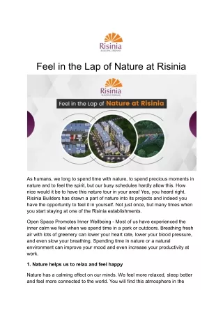 Feel in the Lap of Nature at Risinia