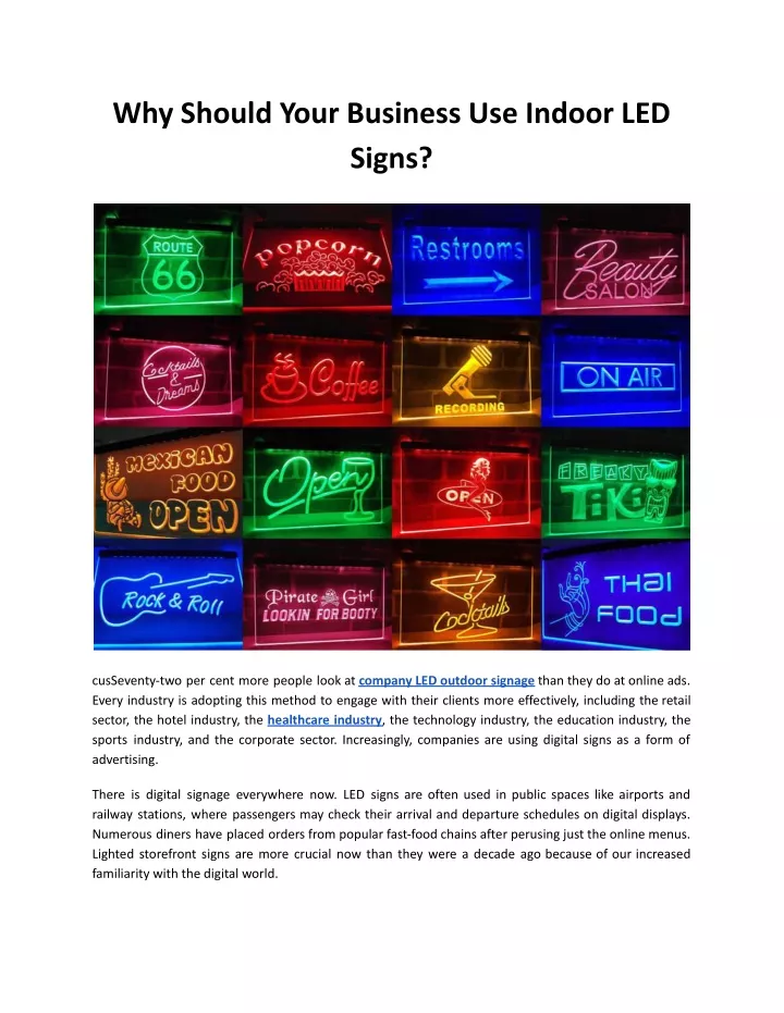 why should your business use indoor led signs