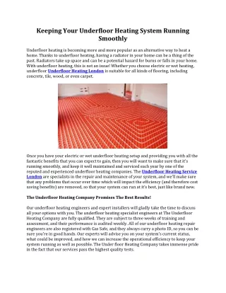 keeping your underfloor heating system running