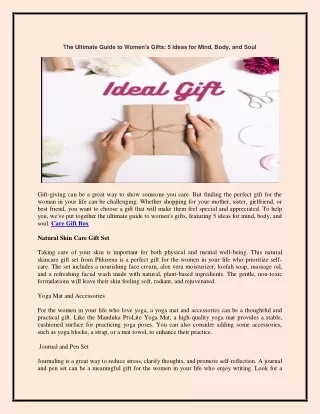 The Ultimate Guide to Women's Gifts 5 Ideas for Mind, Body, and Soul