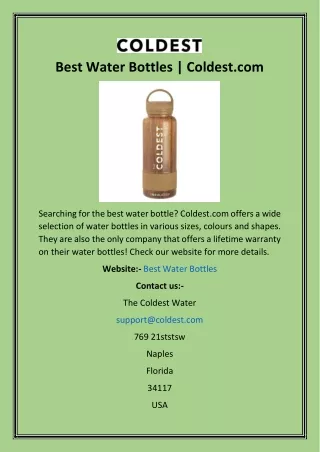 Best Water Bottles  Coldest