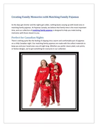 Creating Family Memories with Matching Family Pajamas