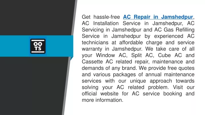 get hassle free ac repair in jamshedpur