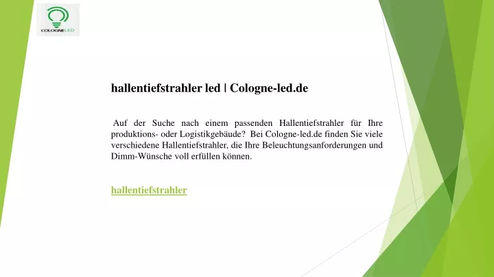 hallentiefstrahler led cologne