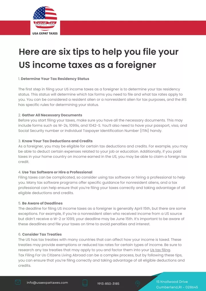 here are six tips to help you file your us income