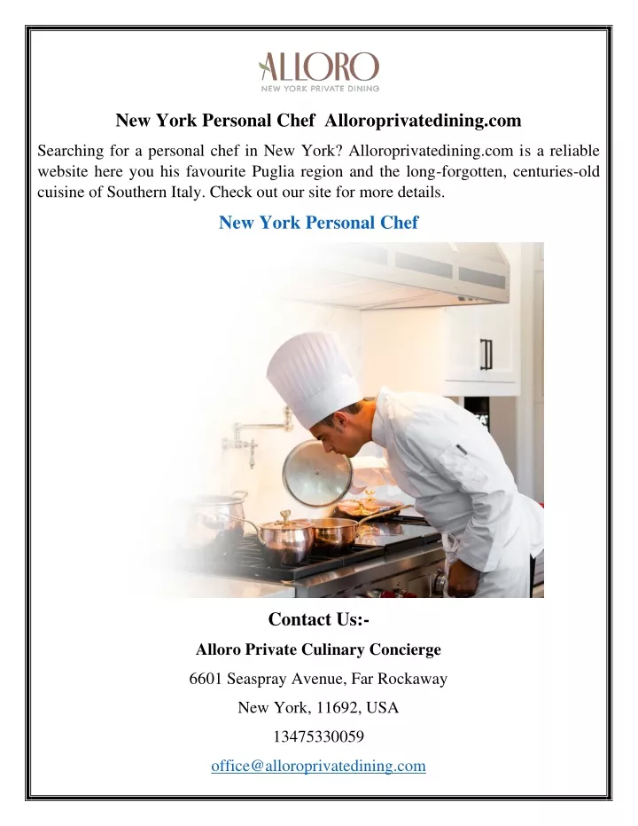 new york personal chef alloroprivatedining com