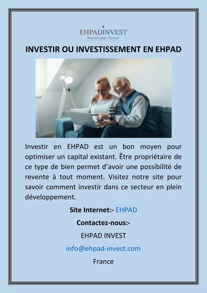 investir ou investissement en ehpad