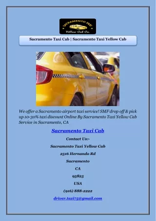 Sacramento Taxi Cab | Sacramento Taxi Yellow Cab