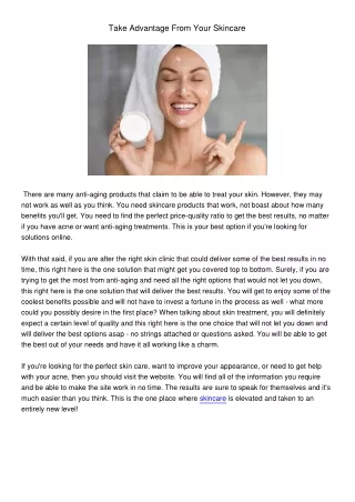 take advantage from your skincare