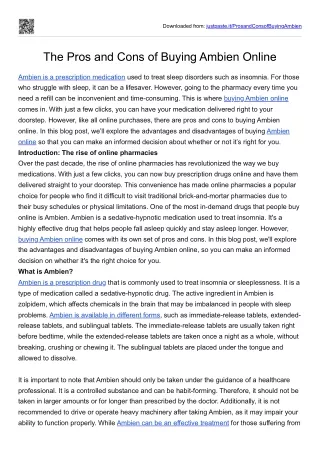 The Pros and Cons of Buying Ambien Online