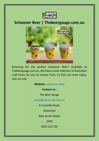 Schooner Beer  Thebeergauge.com