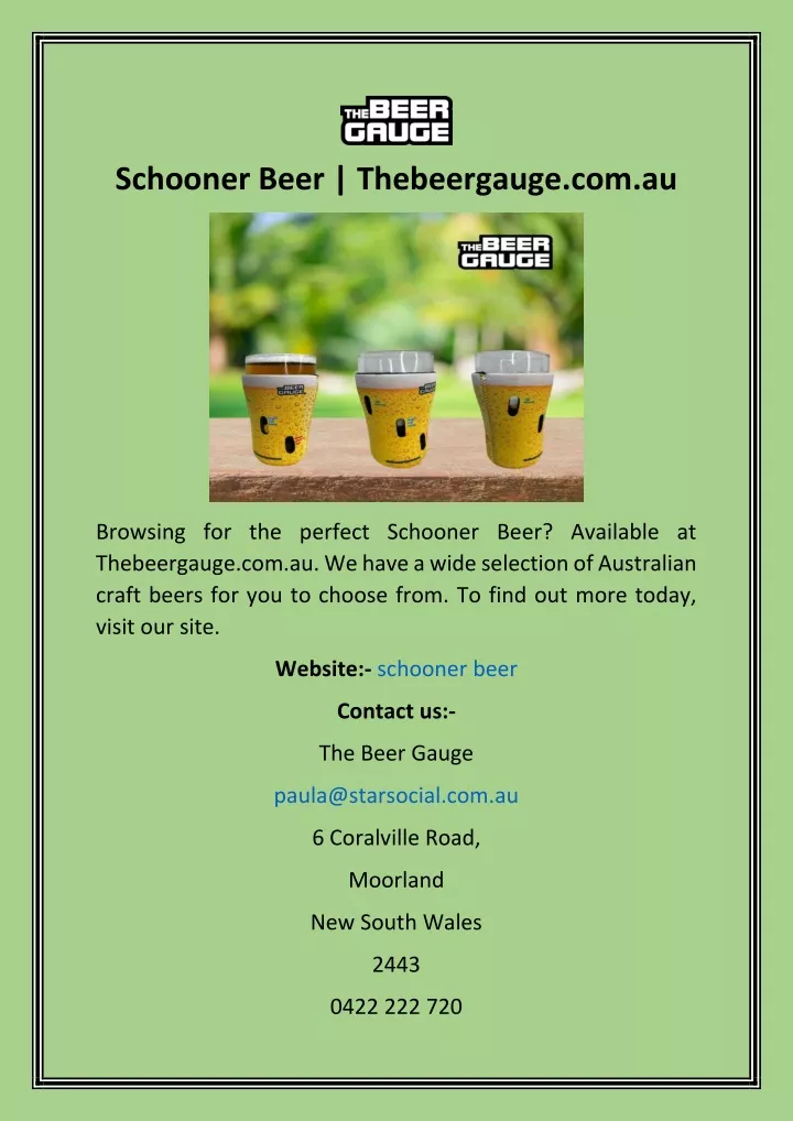 schooner beer thebeergauge com au