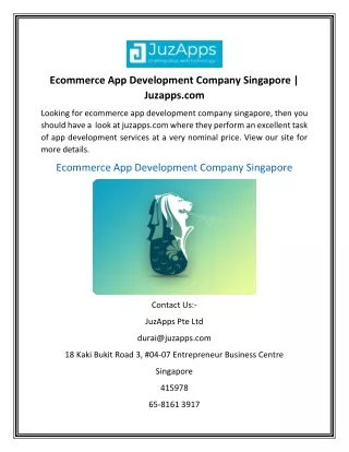 Ecommerce App Development Company Singapore  Juzapps.com