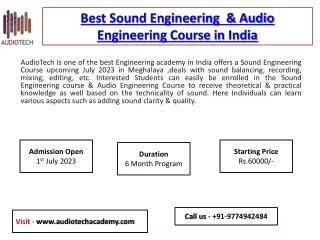 best sound engineering audio engineering course in india