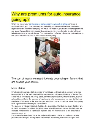 why are premiums for auto insurance going up