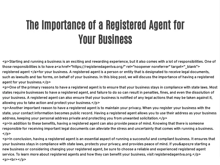 the importance of a registered agent for your