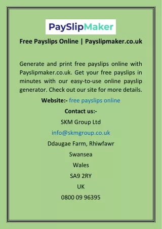 Free Payslips Online  Payslipmaker.co.uk