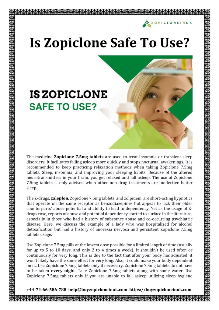 is zopiclone safe to use