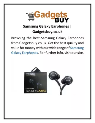 Samsung Galaxy Earphones | Gadgetsbuy.co.uk