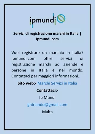 Servizi di registrazione marchi in Italia  Ipmundi
