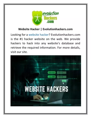 Website Hacker | Evolutionhackers.com