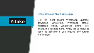 Latest Updates About Whatsapp  Yitake.in