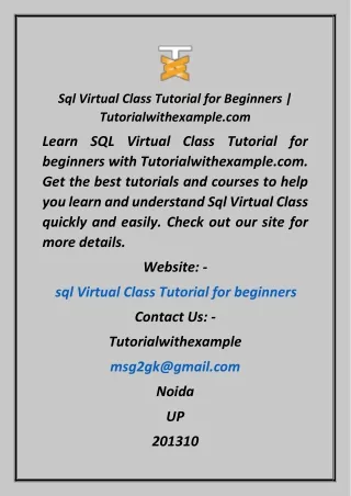 Sql Virtual Class Tutorial for Beginners  Tutorialwithexample