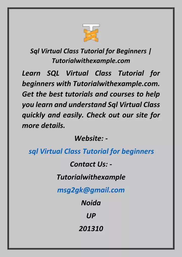 sql virtual class tutorial for beginners