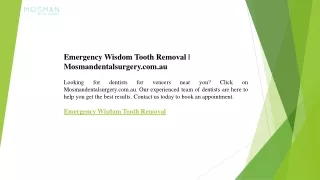 Emergency Wisdom Tooth Removal  Mosmandentalsurgery.com.au