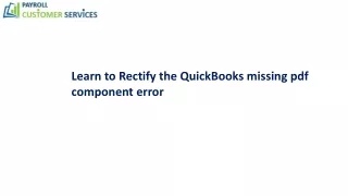 How to fix QuickBooks missing pdf component error