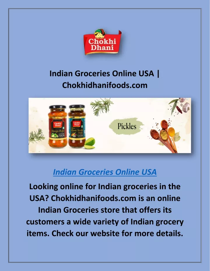 indian groceries online usa chokhidhanifoods com