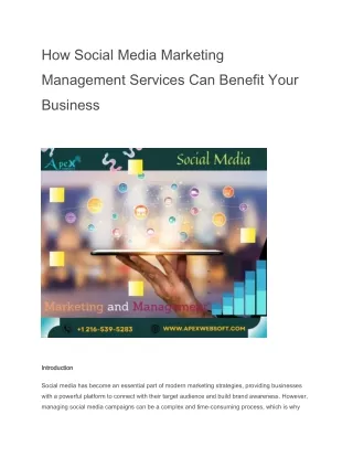How Social Media Marketing Management Services Can Benefit Your Business