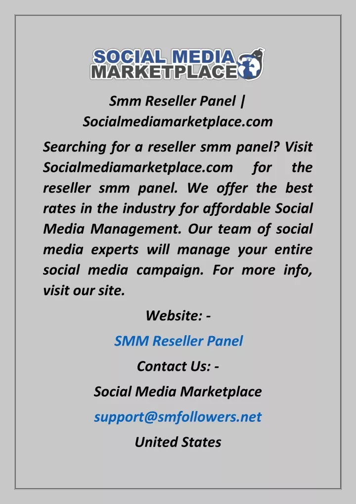 smm reseller panel socialmediamarketplace com