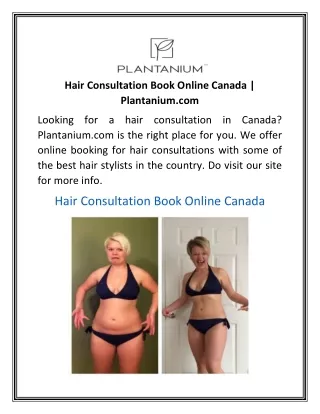 Hair Consultation Book Online Canada  Plantanium.com