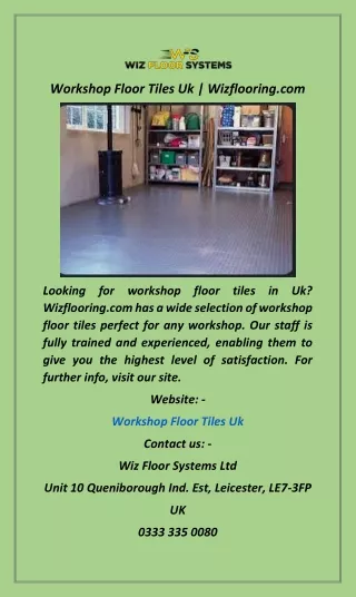 Workshop Floor Tiles Uk  Wizflooring