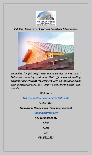 Full Roof Replacement Services Pataskala  Nrhius