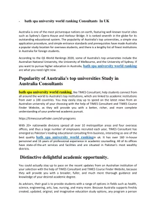 bath spa university world ranking consultants