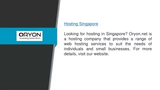 Hosting Singapore  Oryon.net