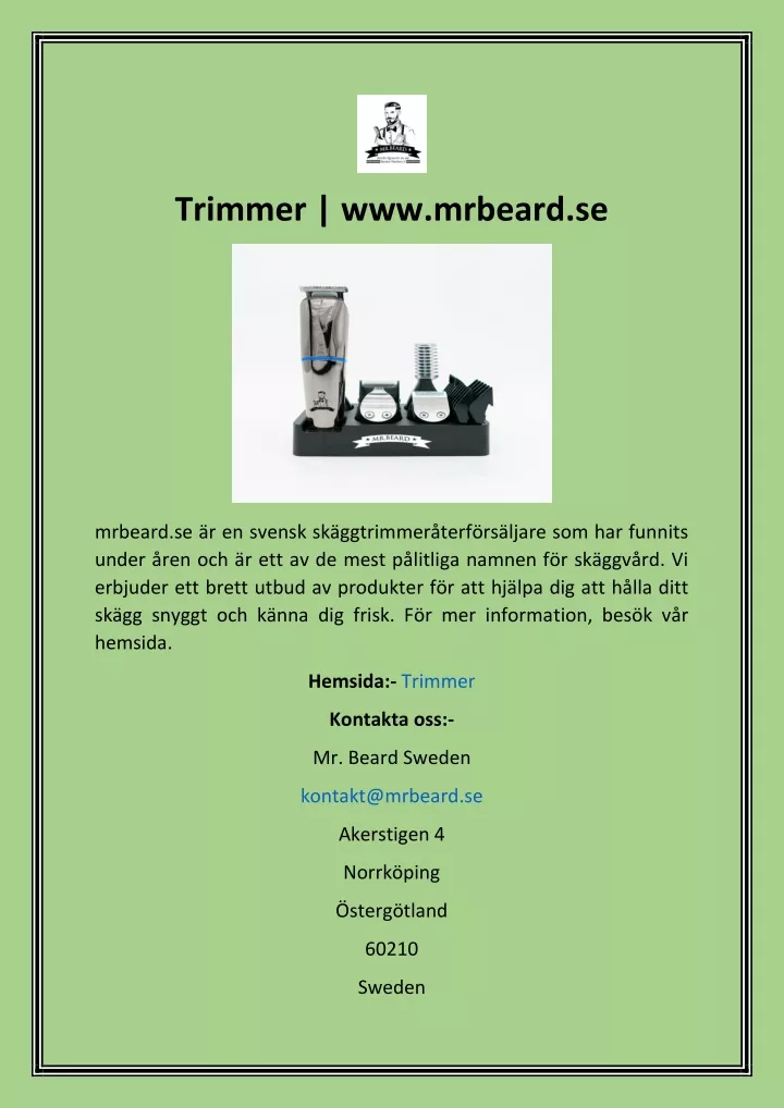 trimmer www mrbeard se