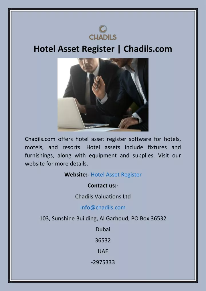 hotel asset register chadils com