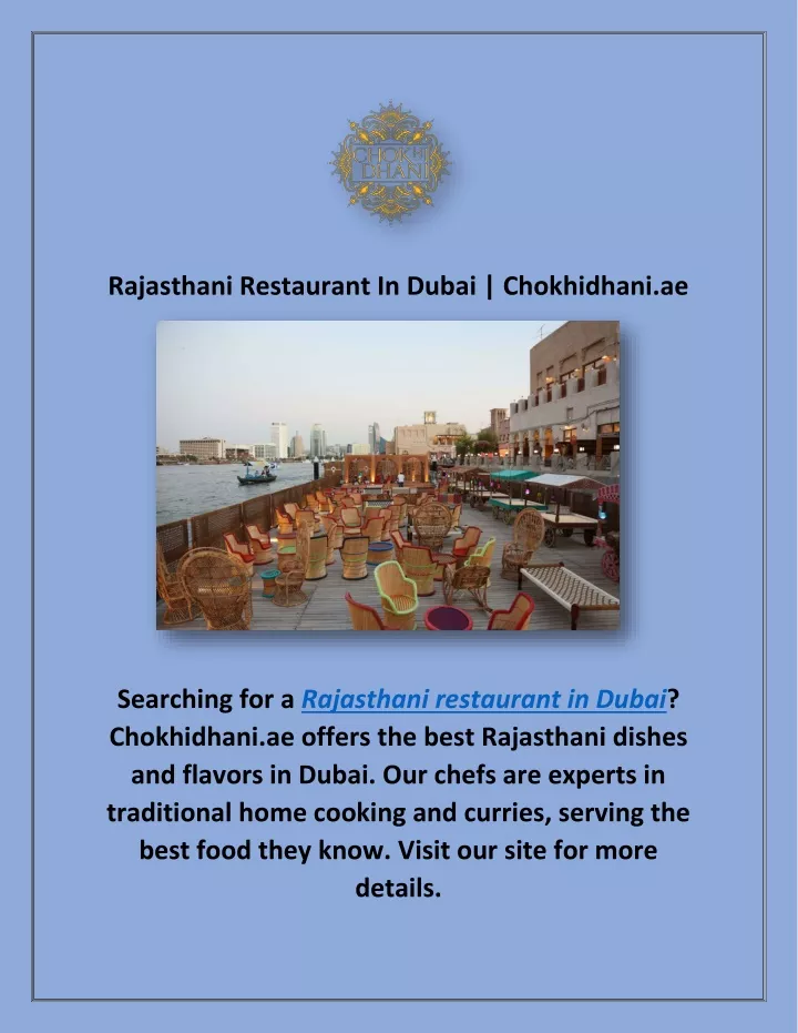 rajasthani restaurant in dubai chokhidhani ae