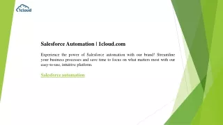 Salesforce Automation  1cloud.com