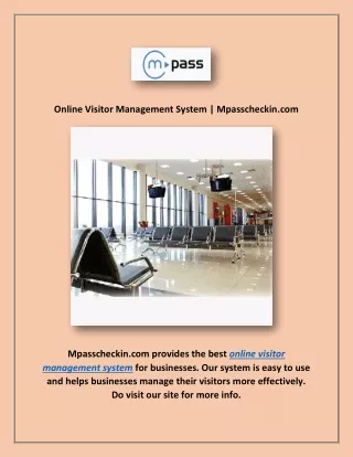 Online Visitor Management System | Mpasscheckin.com