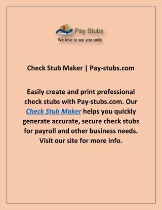 Check Stub Maker | Pay-stubs.com