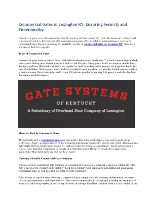 commercial gates in lexington ky ensuring