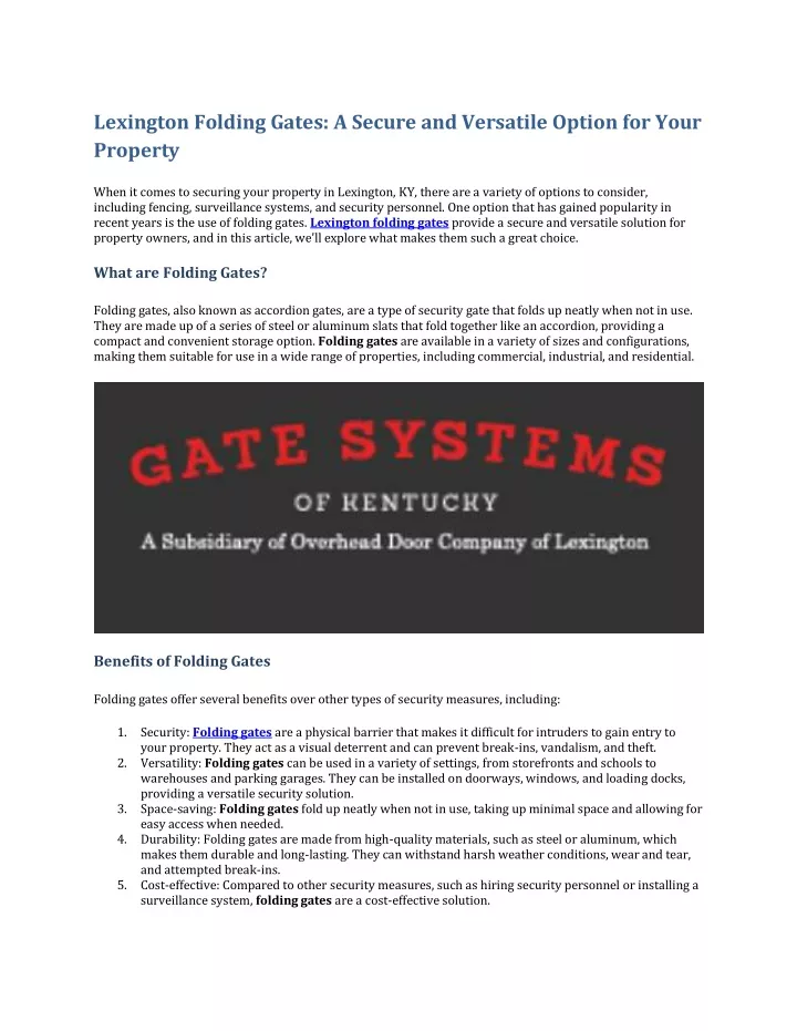 lexington folding gates a secure and versatile