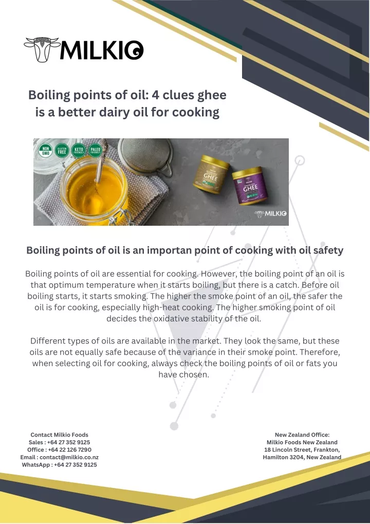 boiling points of oil 4 clues ghee is a better